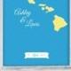 Hawaii Wedding Guest Book Map Print
