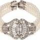 Bridal 4 Row Pearl And Crystal Sweetheart Bow Bracelet
