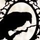 PREORDER - Perched Raven Cameo Silhouette Necklace In Black Stainless Steel