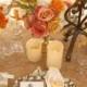 Table Design - Settings And Napkins / Gorgeous Table Setting With Orange And Champagne Flowers.