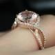 Kendra 14kt Rose Gold Round Morganite And Diamonds Halo Twist Engagement Ring (Other Metals And Stone Options Available)