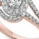 Diamond Twist Halo Engagement Ring in 14k White and Rose Gold (1 ct. t.w.)