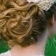 Gold lace and pearl vintage inspired bridal headpiece hair comb(new)