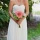 Pleat Chiffon Wedding Dress With Sweetheart Neck In White Ivory Color Hot