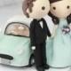 Wedding Cake Topper, Clay Couple In Tiffany Wedding And Nissan Figaro Clay Miniature, Clay Ring Holder, Wedding Clay Doll, Clay Figurine