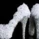 Elegant Lace Wedding Bridal Shoes Prom Party Heels Shoes With Crystal & Pearls