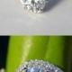 14k White Gold - Diamond Engagement Ring - Halo - UNIQUE - Pave - Weddings- Luxury- Brides - Bp0013
