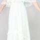 Vtg 60s/70s Cream Sheer Boho Hippie Wedding Prairie Lace Draped Maxi Bridal Dress