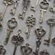 The Koronia Collection - Skeleton Key Charm Assortment In SILVER - DOUBLE Set Of 72 Keys