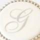 Silver Monogram Letter Wedding Cookie Favors // 1 Doz. // Wedding Bridal Shower Vintage Script Initial Personalized // Preservative Free