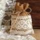 10 rustic lace covered burlap favor bags, wedding, bridal shower, baby shower or tea party gift bags