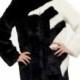 Black with white faux mink fur women middle length coat