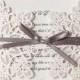 Floral Cut Pearl Ribbon Wedding Invitations Free Envelopes & Seals Kit WI1080