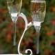 Raindrop Wedding Toasting Flutes Glasses W/ Swirl Stand Can Be Personalized