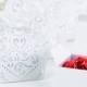 25 White Lazercut Heart Shaped Wedding Party Favor Boxes W/ Ribbon