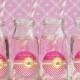 24 Pink Circus Themed Birthday Party Shower Personalized Milk Bottles