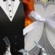 100pcs DRESS & TUXEDO Wedding Party Favor Candy Box Gift [Black, White & Silver]