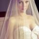 Bridal Drop Wedding Veil With Thick Horse Hair Border, Simple Ivory Bridal Illusion Veil With Blusher And Large Ribbon Edge