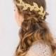 Gold Bridal Fascinator, Beaded Leaf Headband, Grecian Bridal Hair Piece, Tiara, Halo, Crown, Wedding Headpiece, Cleo Ships In 1 Month