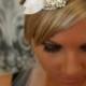 Wedding Headpiece, Bridal Hair Piece, ISABELLA, Wedding Headband, Bridal Headband, Rhinestone Ribbon, White