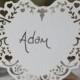 10 X White Card Lace Heart Name Cards 
