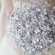 Bridal Bouquet - Luxe Sized Duo Bouquet Of Silver Mirrored Beads And Flowers - Wedding Bouquet - Fabulous Brooch Bouquet Alternative
