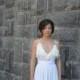 Wedding Dress Deep V Neck With Ruffles Cut Edges Apttern And Embroidery