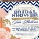 Bridal Shower Invitation - "Chevron Rose" - Antique Floral - Vintage - Baby Shower, Peach, Coral, Royal, Navy, Blue, Gold (U Print)