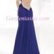 Sheath/Column V-neck Court Train Shiny Beading Crystals Chiffon Formal Dress 2014