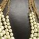 Signed MIRIAM HASKELL Pearl Necklace, Baroque Pearl, Clear Rhinestones 5 Strand