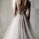 Nude Shaded Open Back Wedding Gown Decorated With Handmade Lace Appliques