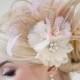 Bridal Fascinator, Fascinator, Ivory, Gold, Pink, Bridal Head PIece, Feather Head Piece, Feather Hairclip, Feather Flowers - CONSTANCE