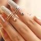 AGH New Jewellery Womens Vintage Punk Charms Nail Set Fake Nail Art Finger Rings