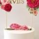 Custom Wedding Paper Cake Topper Personalized With Your Text And Colors Bride & Groom Handmade Flowers