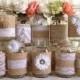 10x rustic burlap and white lace covered mason jar vases wedding decoration, bridal shower, engagement, anniversary party decor