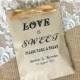 50 Personalized Love is Sweet rustic wedding favor bag, brown kraft paper bag, wedding gift bags