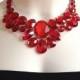 red bib necklace - red rhinestone bib necklace perfect for bridesmaids, prom, wedding, gift or for you NEW