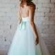 Mint Deco Inspired Geometric Hand Pleated Sweetheart Floor Length Tulle Wedding Gown