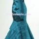 Trumpet/Mermaid One Shoulder Champagne Lace Ruffled Organza Floor-length Dress