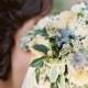 Bouquet With Blue And Ivory Flowers