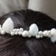 Pearl And Shell Tiara- White Sea Shell, Ivory Freshwater Pearl Clusters Beach Summer Wedding Headband