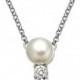 Arabella Bridal Cultured Freshwater Pearl (7mm) and Swarovski Zirconia (7-9/10 ct. t.w.) Pendant Necklace in Sterling Silver