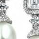 Arabella Bridal Cultured Freshwater Pearl (7mm) and Swarovski Zirconia (3-1/6 ct. t.w.) Earrings in Sterling Silver