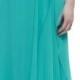 Badgley Mischka Collection Beaded One-Shoulder Caftan Gown, Turquoise