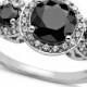 Arabella Sterling Silver Ring, Black (2-7/8 ct. t.w.) and White (3/4 ct. t.w.) Swarovski Zirconia 3-Stone Ring
