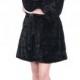 Black faux mink cashmere with astrakhan women middle-length coat