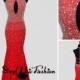 Sexy Red Long Keyhole Beaded Halter Straped Open Back Mermaid Dress