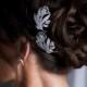 Bridal Hairpin Rhinestone Leaf Hair Accessory Floral Headpiece Boho Vintage Gatsby Winery Garden Wedding 2014 Trend