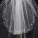 2 Layer Handworked Beaded Edge Wedding Veil 2012, White Wedding Veil, Ivory Wedding Veil