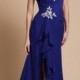 Colne Halter Slit Front Royal blue Prom Dress